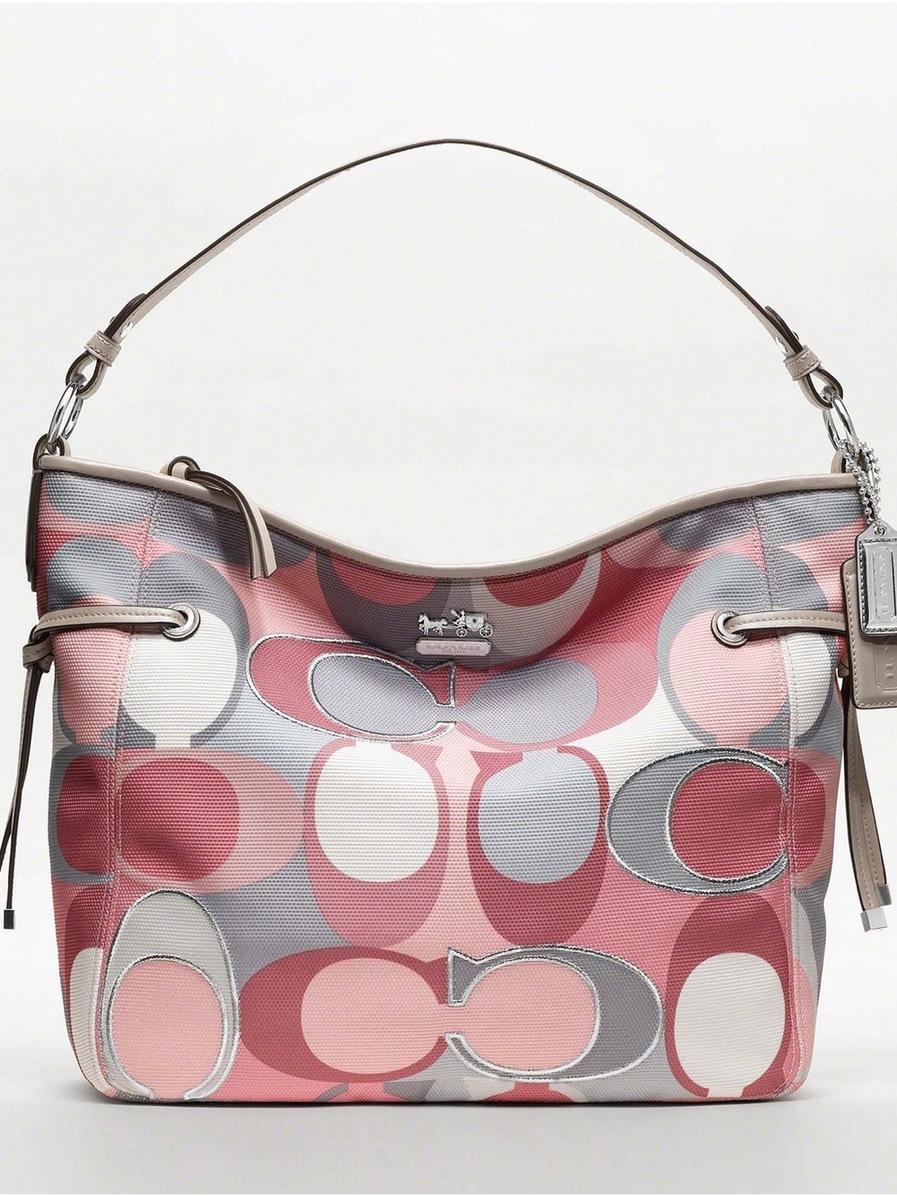 Coach Pink Multi Signature Shoulder Hobo